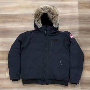 Canada Goose Navy Borden BomberJacket with Fur Trim